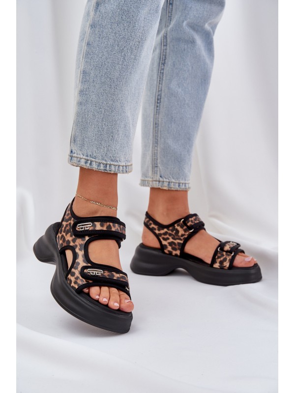 Eco Leather Lightweight Platform Sandals Panther Brown 2