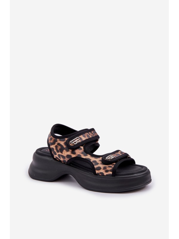 Eco Leather Lightweight Platform Sandals Panther Brown