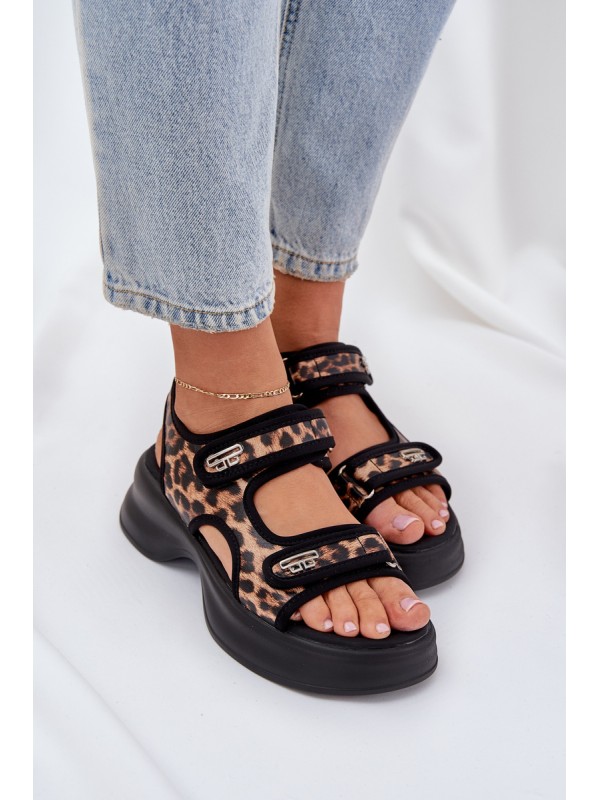Eco Leather Lightweight Platform Sandals Panther Brown