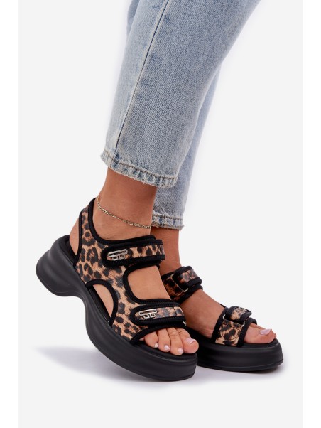 Eco Leather Lightweight Platform Sandals Panther Brown