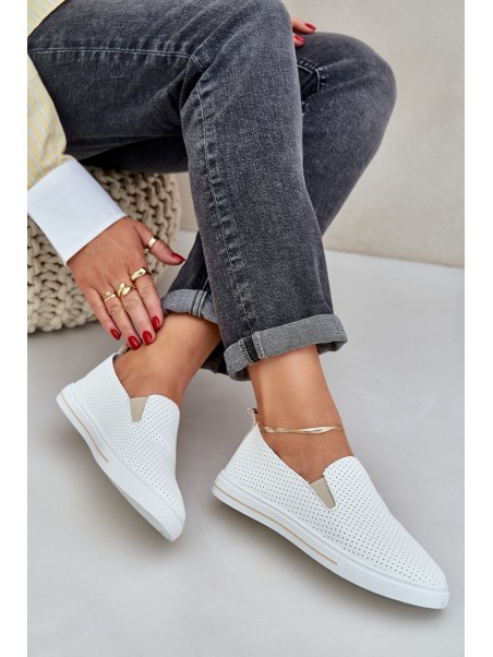 Slip-on eco leather women's sneakers with inscription light beige Zalinne