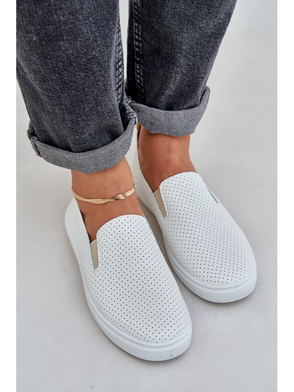 Slip-on eco leather women's sneakers with inscription light beige Zalinne
