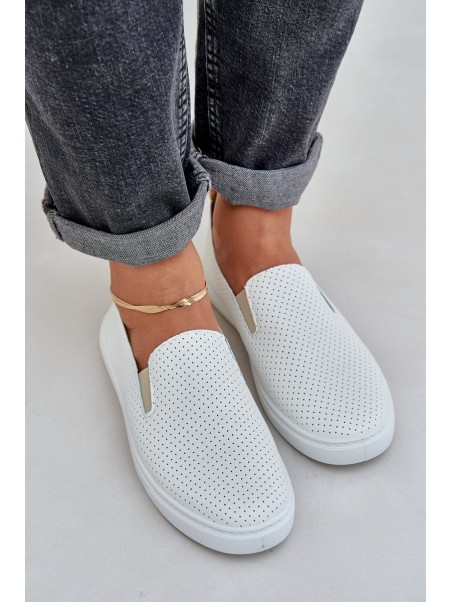 Slip-on eco leather women's sneakers with inscription light beige Zalinne