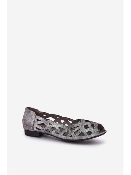 Perforated Ballerinas With Open Toes Silver Calgis