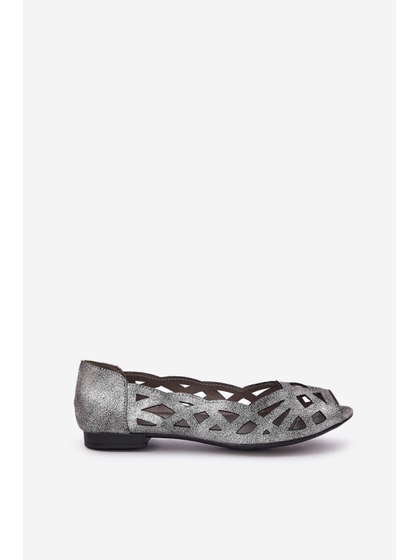 Perforated Ballerinas With Open Toes Silver Calgis Perforated Ballerinas With Open Toes Silver Calgis