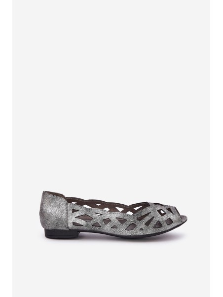 Perforated Ballerinas With Open Toes Silver Calgis