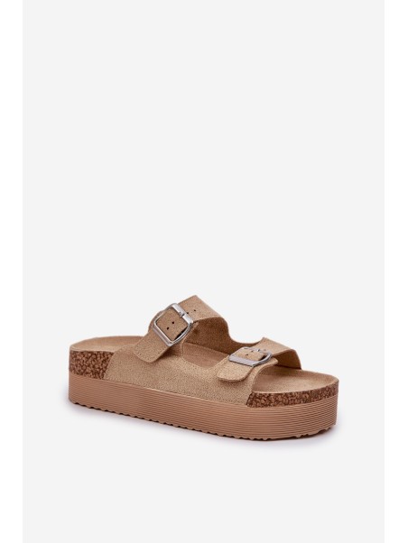 Women Sandals On Massive Platform With Buckles Beige Aramia