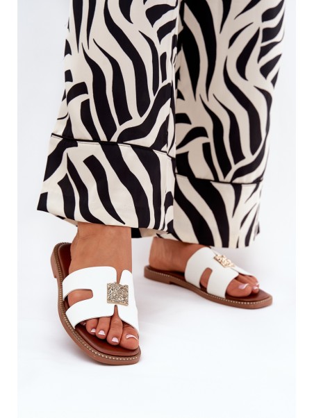 Flat Sliders With Cutouts And Decoration White Bohalis