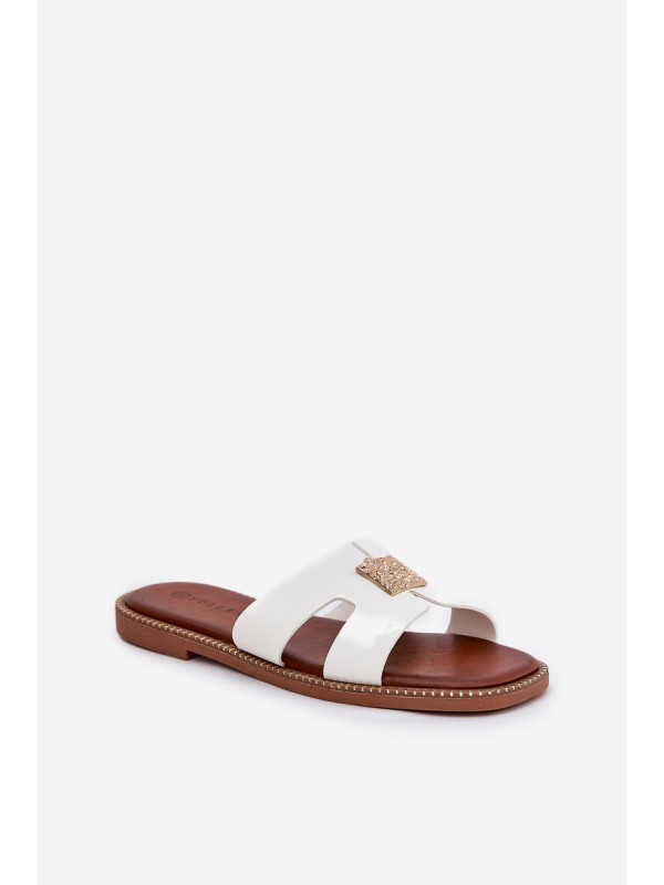 Flat Sliders With Cutouts And Decoration White Bohalis