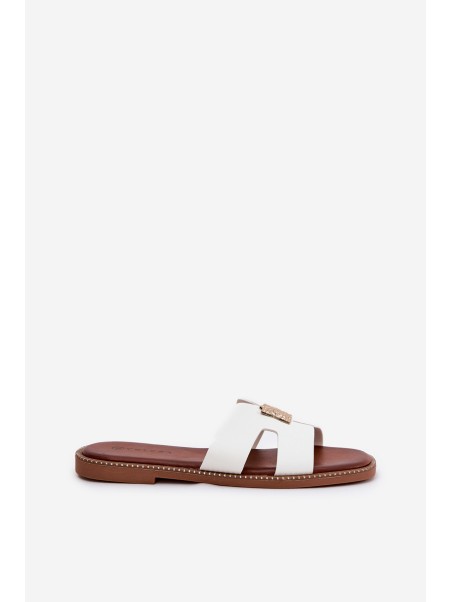 Flat Sliders With Cutouts And Decoration White Bohalis