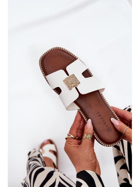 Flat Sliders With Cutouts And Decoration White Bohalis