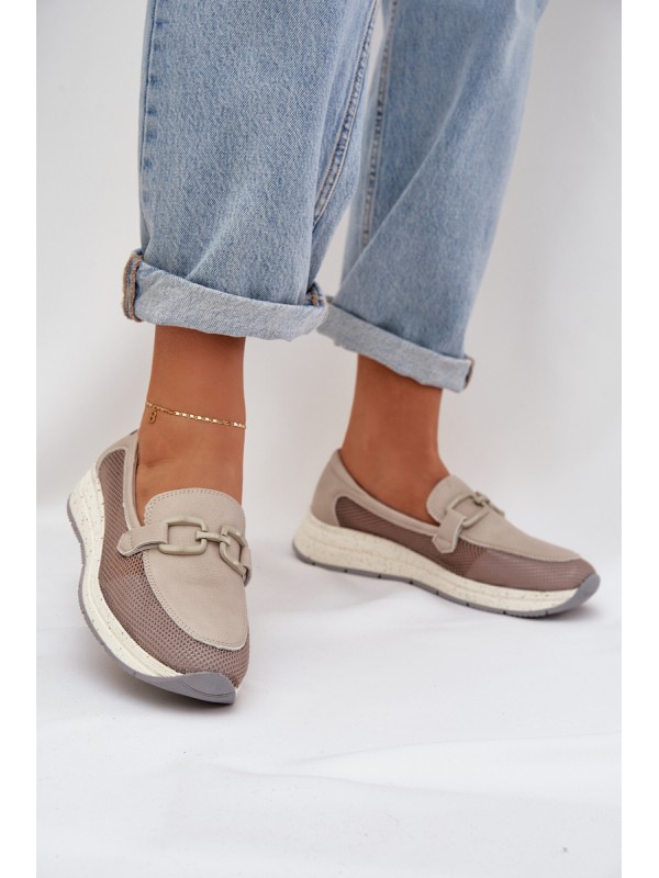 Ladies Leather Moccasins D&A TW210 Gray 2