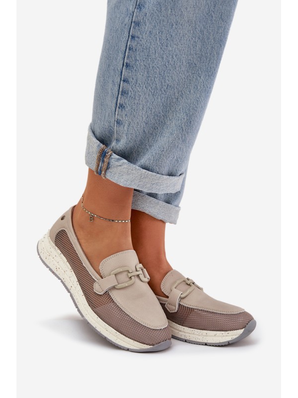 Ladies Leather Moccasins D&A TW210 Gray