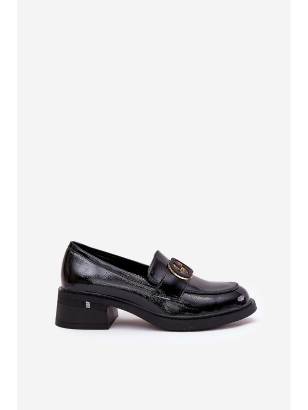 Lacquered Leather Moccasins On Heel Vinceza 18102 Black