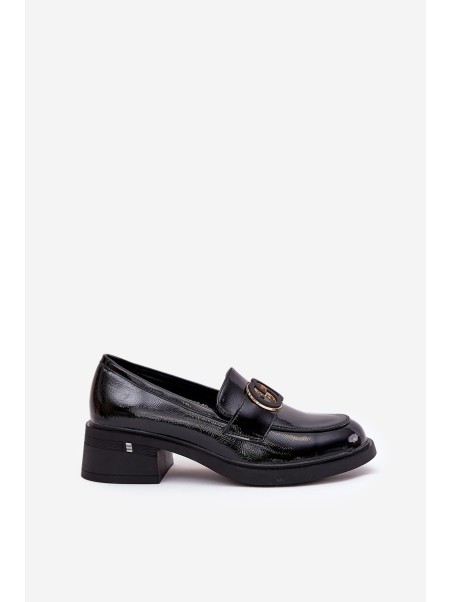 Lacquered Leather Moccasins On Heel Vinceza 18102 Black