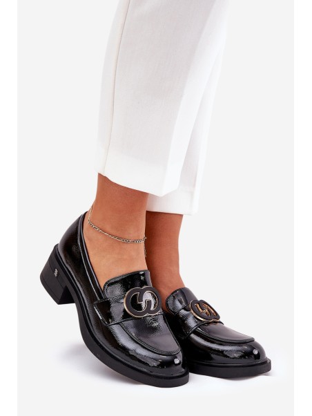 Lacquered Leather Moccasins On Heel Vinceza 18102 Black