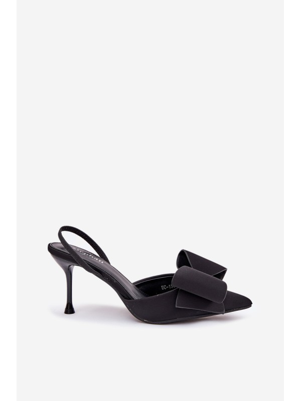High Heels With Open Heels And Bow Black Eklevia