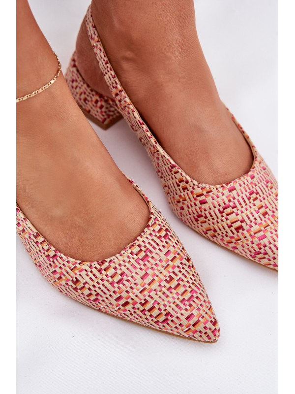 Woven Women's Sandals On A Delicate Heel Multicolor Jorela