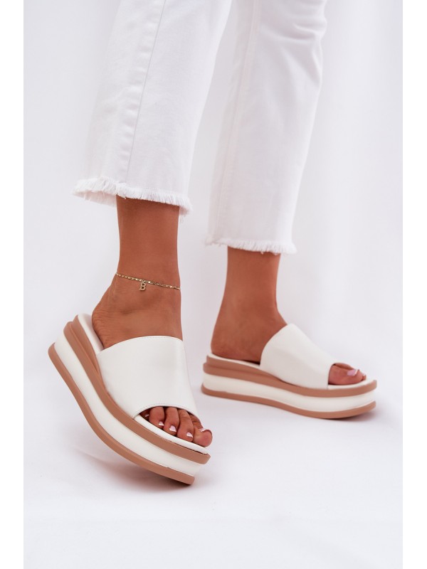 Classic Women's Platform And Wedge Slippers White Florenis