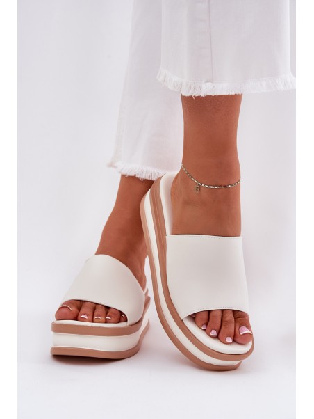 Classic Women's Platform And Wedge Slippers White Florenis