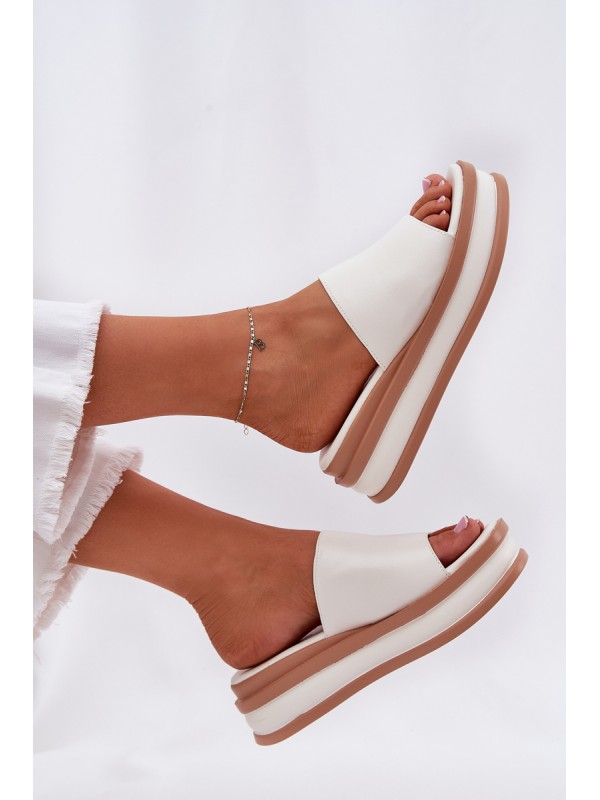 Classic Women's Platform And Wedge Slippers White Florenis