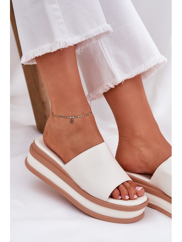 Classic Women's Platform And Wedge Slippers White Florenis