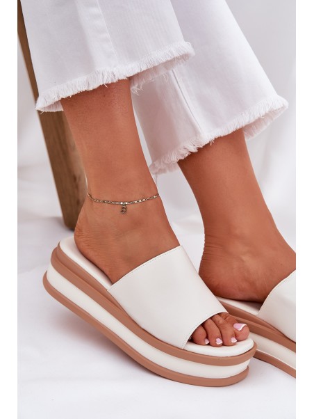 Classic Women's Platform And Wedge Slippers White Florenis