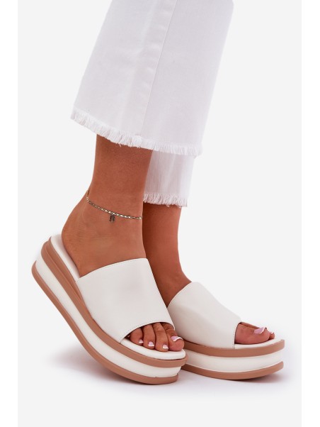 Classic Women's Platform And Wedge Slippers White Florenis