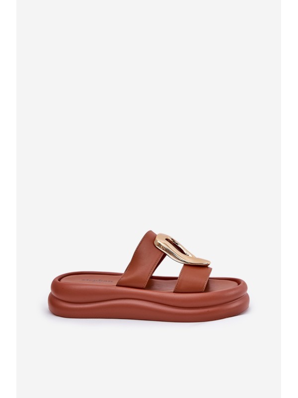 Women's Platform Sandals with Golden Detail Camel Ularinea