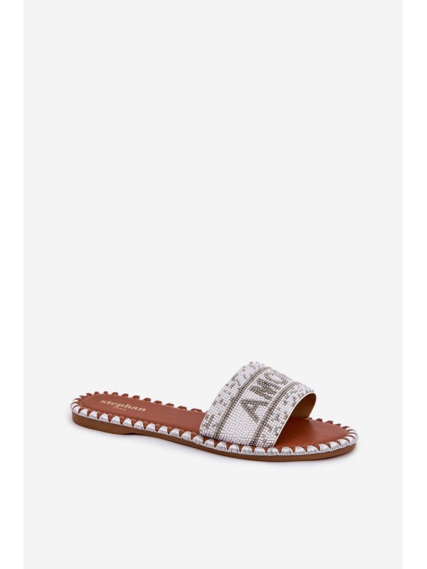 Women Flat Sandals With Decoration White Dorfedi