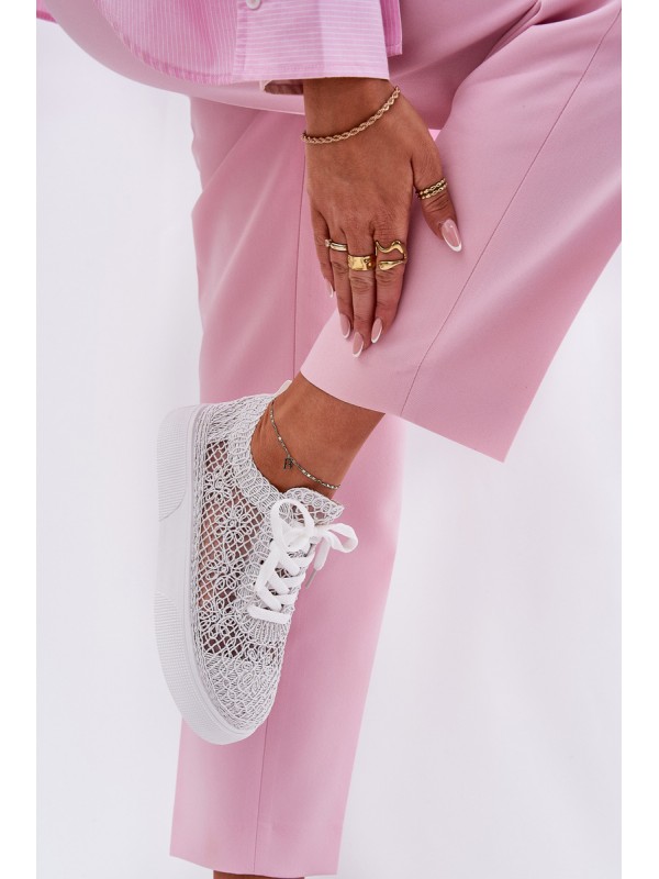 Lace-Up Women's Sneakers On Platform White Aranelith