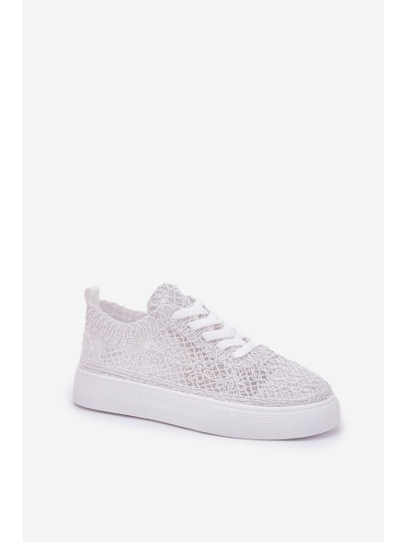 Lace-Up Women's Sneakers On Platform White Aranelith