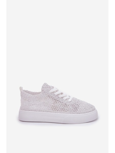 Lace-Up Women's Sneakers On Platform White Aranelith