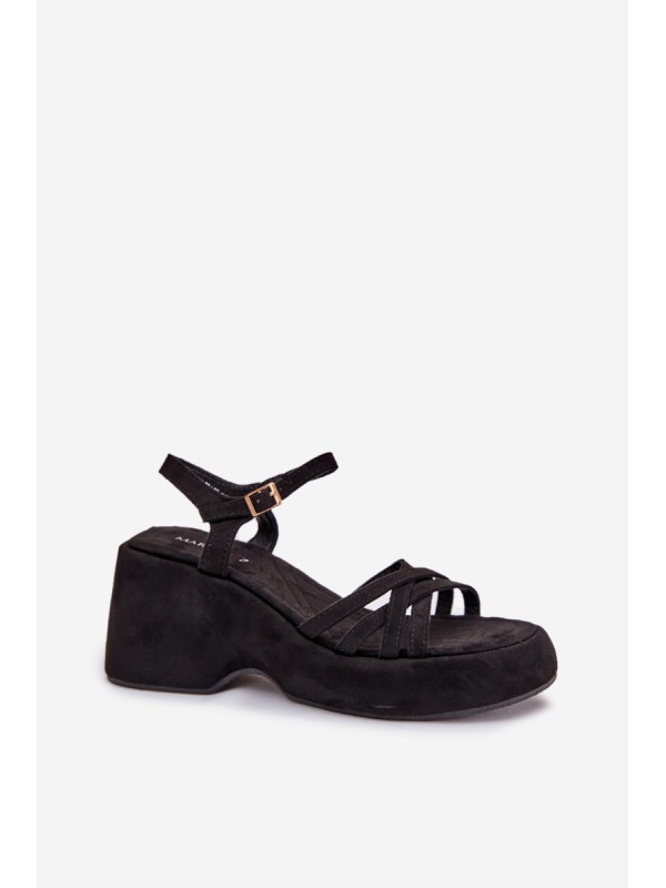 Platform And Wedge Sandals Made Of Eco Suede Black Nendal