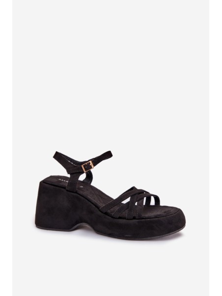 Platform And Wedge Sandals Made Of Eco Suede Black Nendal