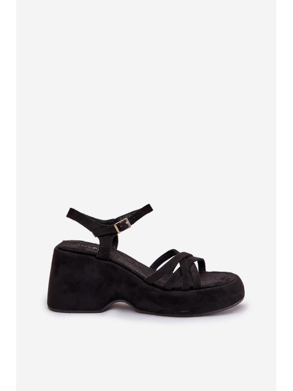 Platform And Wedge Sandals Made Of Eco Suede Black Nendal