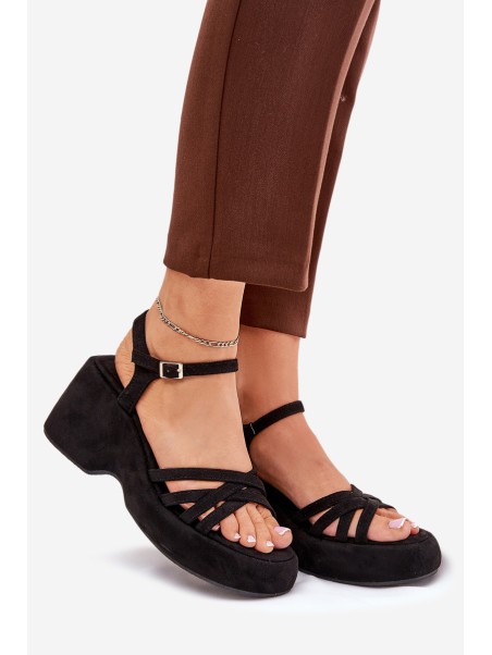 Platform And Wedge Sandals Made Of Eco Suede Black Nendal