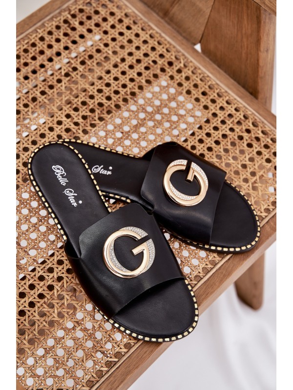 Eco Leather Flat Sandals Women With Decorative Detail Black Frelie