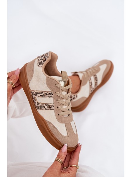 Women's Sneakers Made Of Eco Suede Leopard Beige Satylies