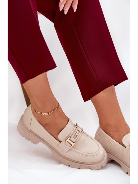 Women's Moccasins Made Of Eco Leather Beige Lomnela