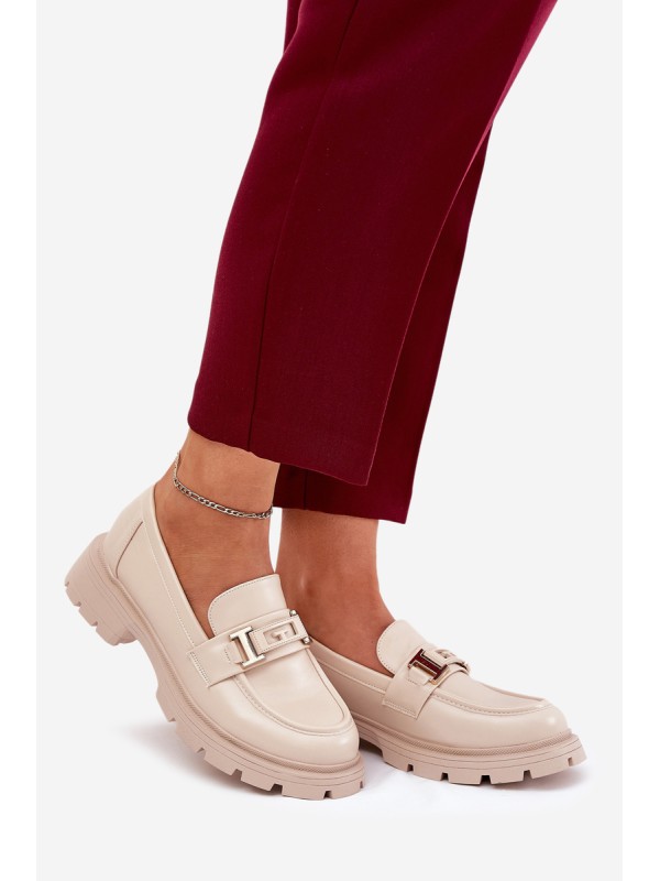 Women's Moccasins Made Of Eco Leather Beige Lomnela