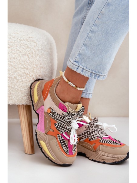 Women's Sports Sneakers with Double Lacing Khaki Samoles
