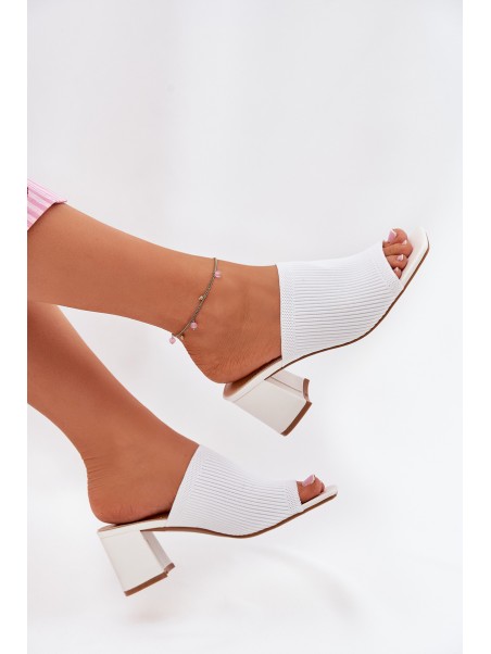 Women's Heeled Block Sandals White Wenilan