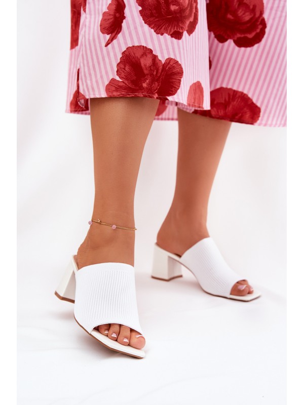 Women's Heeled Block Sandals White Wenilan