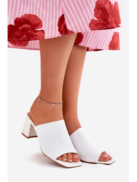 Women's Heeled Block Sandals White Wenilan