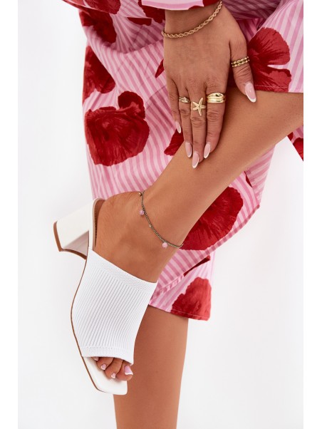 Women's Heeled Block Sandals White Wenilan
