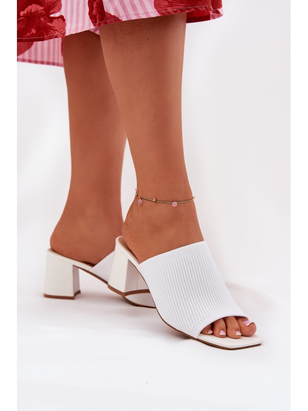 Women's Heeled Block Sandals White Wenilan
