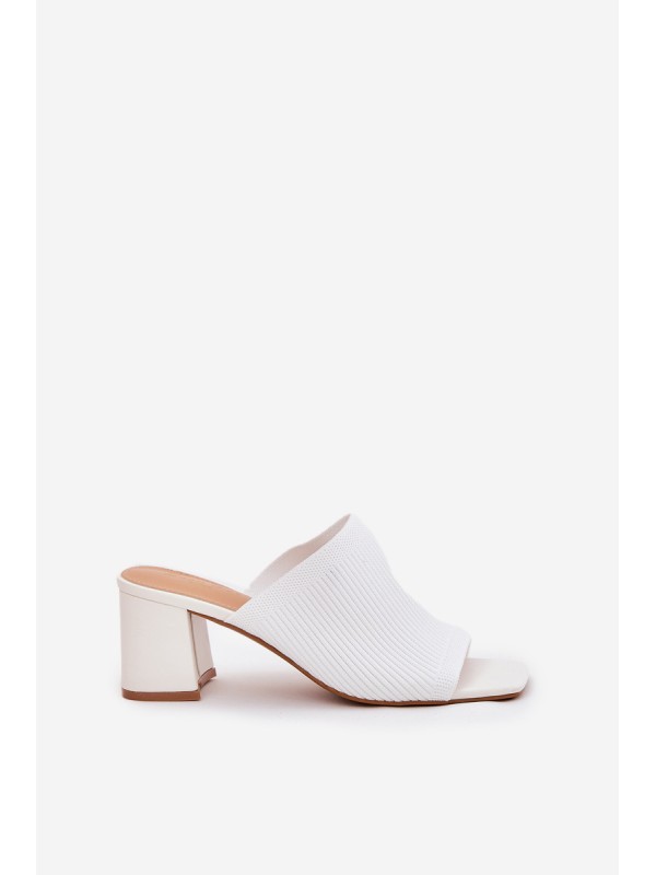 Women's Heeled Block Sandals White Wenilan