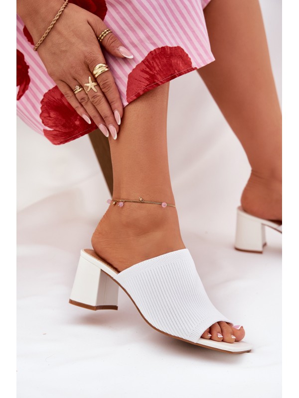 Women's Heeled Block Sandals White Wenilan