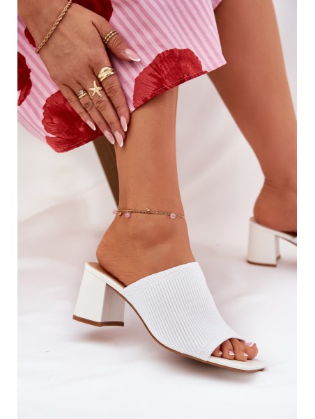 Women's Heeled Block Sandals White Wenilan